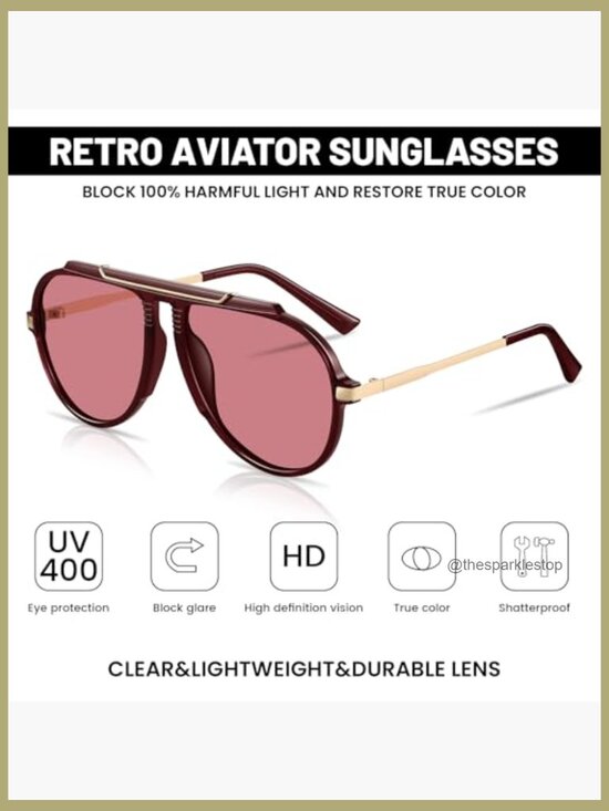 Oversized Retro Aviator Sunglasses Gold Metal Shades UV400 Protection main image 6